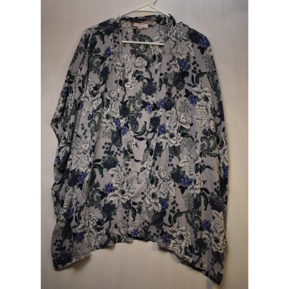LOFT Womens Size One Size Blue White Floral Open Front Cardigan Lightweight Boho